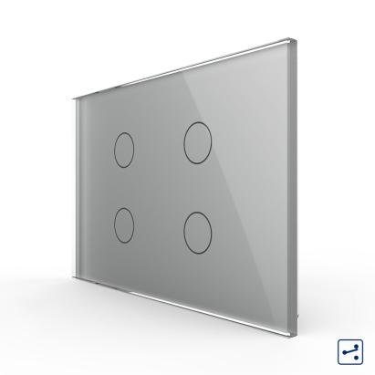 Intrerupator cvadruplu cap scara / cruce cu touch Livolo din sticla, standard Italian - Serie noua SmartElectro IntelligentHouse