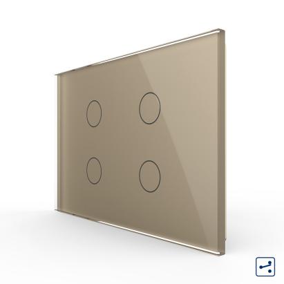 Intrerupator cvadruplu cap scara / cruce cu touch Livolo din sticla, standard Italian - Serie noua SmartElectro IntelligentHouse