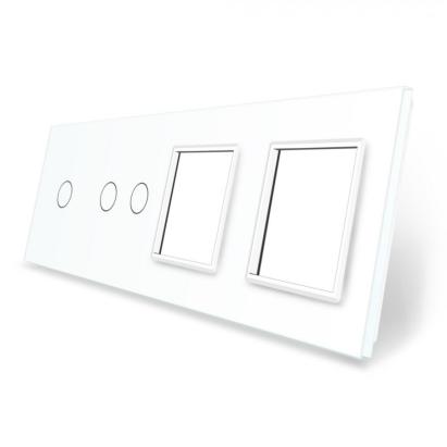 Panou intrerupator simplu+dublu si 2 prize Livolo din sticla SmartElectro IntelligentHouse