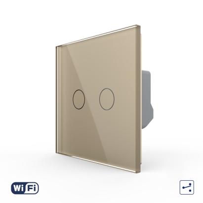Intrerupator Dublu Cap Scara / Cruce Wi-Fi cu Touch LIVOLO din Sticla - Serie Noua SmartElectro IntelligentHouse