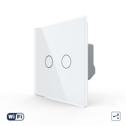 Intrerupator Dublu Cap Scara / Cruce Wi-Fi cu Touch LIVOLO din Sticla - Serie Noua SmartElectro IntelligentHouse