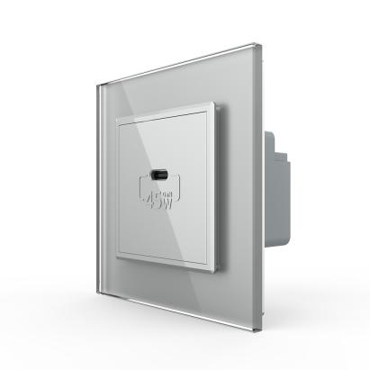 Priza USB Tip C Livolo cu Rama din Sticla SmartElectro IntelligentHouse