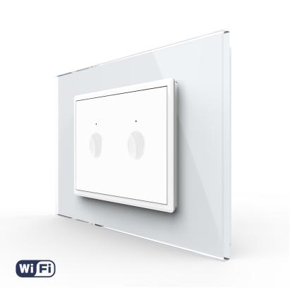 Intrerupator Dublu WIFI cu Touch LIVOLO cu rama din sticla, standard italian – Serie Noua SmartElectro IntelligentHouse