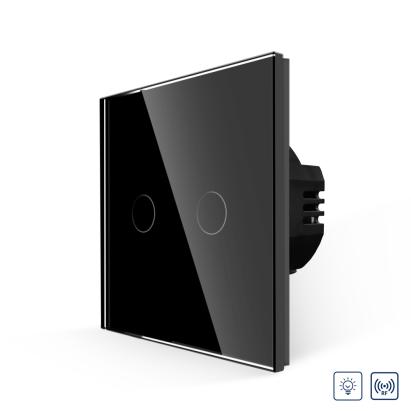 Intrerupator Dublu cu Variator si Touch din Sticla LUXION, RF433 SmartElectro IntelligentHouse