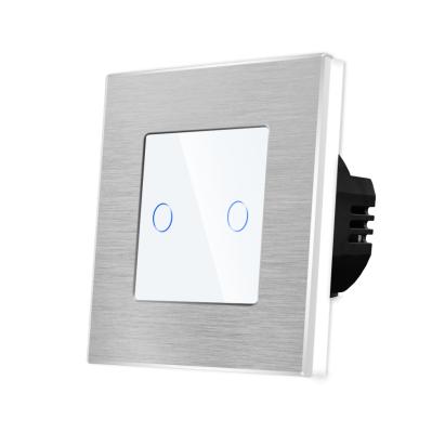 Intrerupator Dublu cu Touch din Sticla si Rama de Aluminiu LUXION, 500W SmartElectro IntelligentHouse