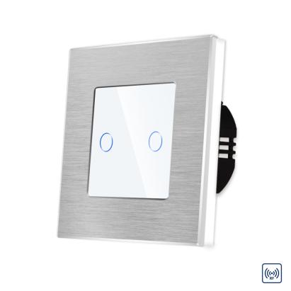 Intrerupator Dublu cu Touch din Sticla si Rama de Aluminiu LUXION, RF433 SmartElectro IntelligentHouse