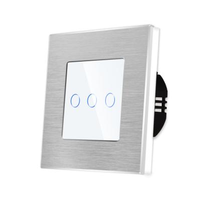 Intrerupator Triplu cu Touch din Sticla si Rama de Aluminiu LUXION, 500W SmartElectro IntelligentHouse