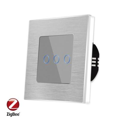 Intrerupator Triplu cu Touch din Sticla si Rama de Aluminiu LUXION, Protocol ZigBee SmartElectro IntelligentHouse