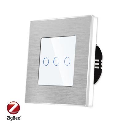 Intrerupator Triplu cu Touch din Sticla si Rama de Aluminiu LUXION, Protocol ZigBee SmartElectro IntelligentHouse