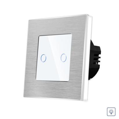 Intrerupator Dublu cu Variator si Touch din Sticla si Rama de Aluminiu LUXION SmartElectro IntelligentHouse