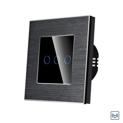 Intrerupator Triplu cu Touch din Sticla si Rama de Aluminiu LUXION, RF433 SmartElectro IntelligentHouse