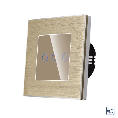 Intrerupator Triplu cu Touch din Sticla si Rama de Aluminiu LUXION, RF433 SmartElectro IntelligentHouse