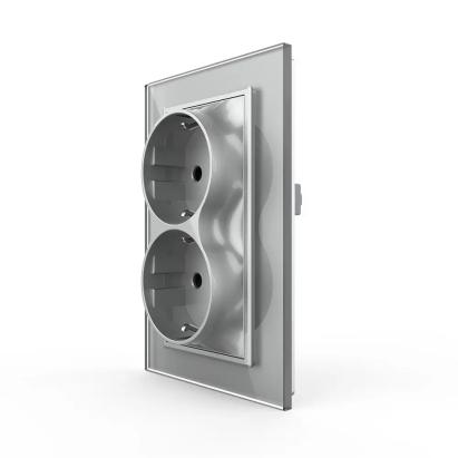 Priza Dubla Livolo cu Rama din Sticla Pentru Doza Simpla SmartElectro IntelligentHouse