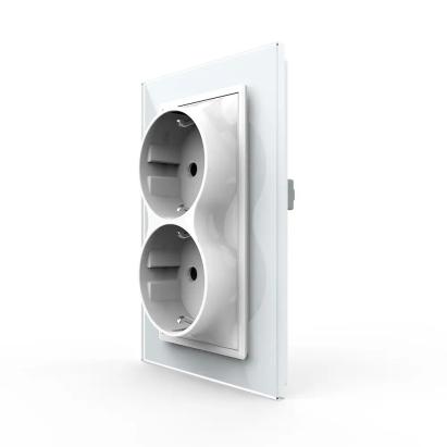 Priza Dubla Livolo cu Rama din Sticla Pentru Doza Simpla SmartElectro IntelligentHouse