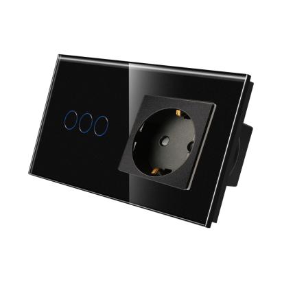 Intrerupator Triplu + Priza cu Rama din Sticla LUXION SmartElectro IntelligentHouse