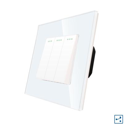 Intrerupator Triplu Cap Scara Mecanic LUXION cu Rama din Sticla SmartElectro IntelligentHouse