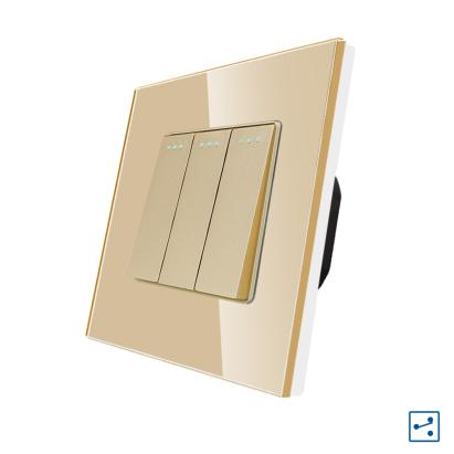 Intrerupator Triplu Cap Scara Mecanic LUXION cu Rama din Sticla SmartElectro IntelligentHouse