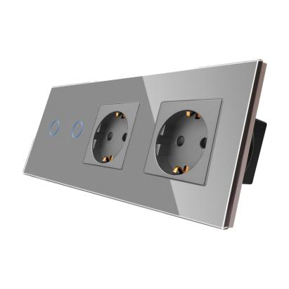 Intrerupator Dublu + 2 Prize cu Rama din Sticla LUXION SmartElectro IntelligentHouse