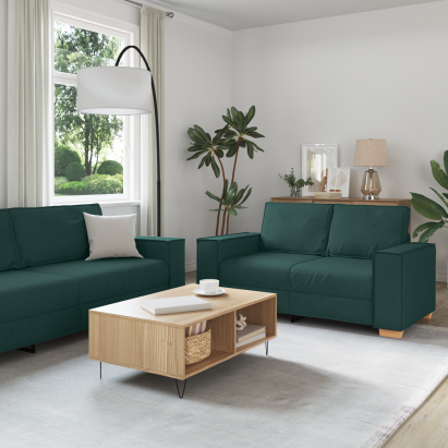 Set canapea, 3 piese, perne verde închis, textil GartenMobel Dekor