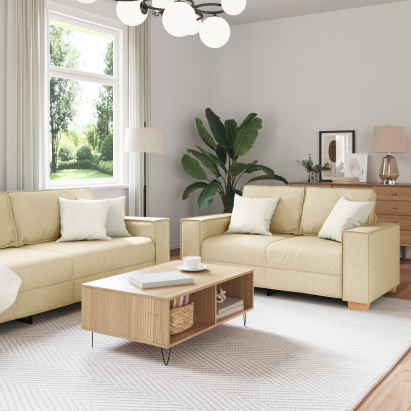 Set canapea, 3 piese, perne crem, textil GartenMobel Dekor