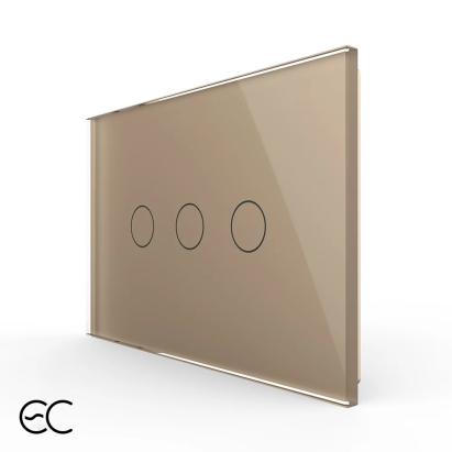 Intrerupator triplu cu touch Livolo din sticla, standard Italian, protocol ZigBee EC - Serie noua SmartElectro IntelligentHouse