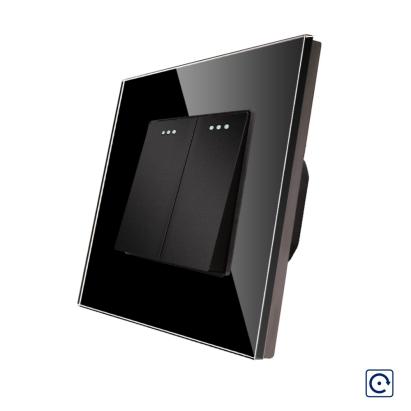 Intrerupator Dublu Mecanic cu Reset / Revenire LUXION cu Rama din Sticla SmartElectro IntelligentHouse