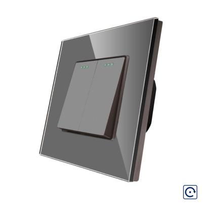 Intrerupator Dublu Mecanic cu Reset / Revenire LUXION cu Rama din Sticla SmartElectro IntelligentHouse