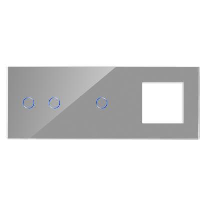 Panou Intrerupator Dublu + Simplu si Priza cu Touch din Sticla LUXION SmartElectro IntelligentHouse