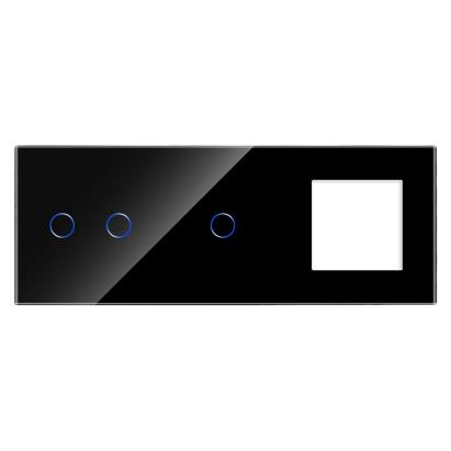 Panou Intrerupator Dublu + Simplu si Priza cu Touch din Sticla LUXION SmartElectro IntelligentHouse