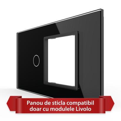 Panou Intrerupator Simplu cu Priza LIVOLO din Sticla, Standard Italian - 4M SmartElectro IntelligentHouse