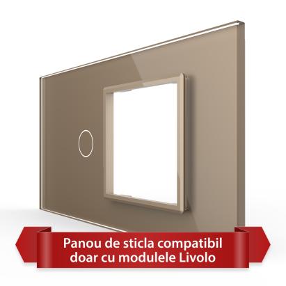 Panou Intrerupator Simplu cu Priza LIVOLO din Sticla, Standard Italian - 4M SmartElectro IntelligentHouse