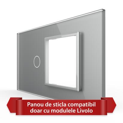 Panou Intrerupator Simplu cu Priza LIVOLO din Sticla, Standard Italian - 4M SmartElectro IntelligentHouse
