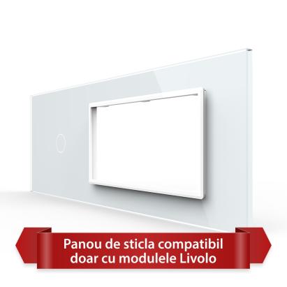Panou Intrerupator Simplu cu 2 Prize LIVOLO din Sticla, Standard Italian - 6/7M SmartElectro IntelligentHouse