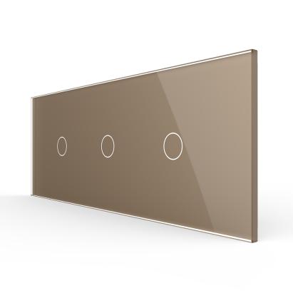 Intrerupator Simplu + Simplu + Simplu cu Touch LIVOLO cu Rama Din Sticla, Standard Italian, 6M SmartElectro IntelligentHouse
