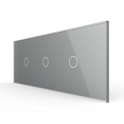 Intrerupator Simplu + Simplu + Simplu cu Touch LIVOLO cu Rama Din Sticla, Standard Italian, 6M SmartElectro IntelligentHouse