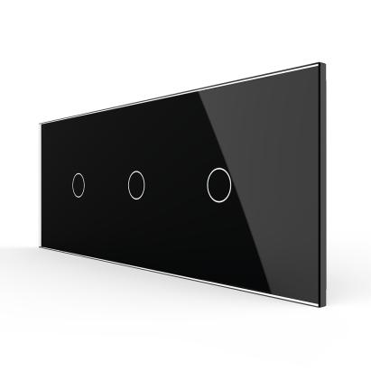 Intrerupator Simplu + Simplu + Simplu cu Touch LIVOLO cu Rama Din Sticla, Standard Italian, 6M SmartElectro IntelligentHouse