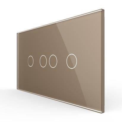 Intrerupator Dublu + Dublu cu Touch LIVOLO cu Rama Din Sticla, Standard Italian, 4M SmartElectro IntelligentHouse