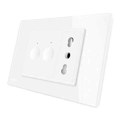 Intrerupator dublu + priza Livolo cu rama din sticla, Standard italian SmartElectro IntelligentHouse
