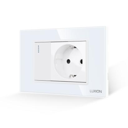 Intrerupator Simplu + Priza cu Rama din Sticla LUXION, Standard Italian, 3M SmartElectro IntelligentHouse