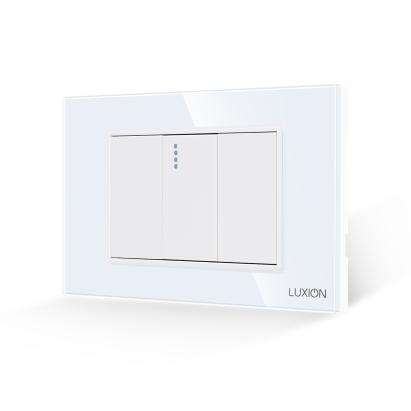 Intrerupator Simplu Mecanic 1M si 2 Taste False LUXION cu Rama din Sticla, Standard Italian, 3M SmartElectro IntelligentHouse