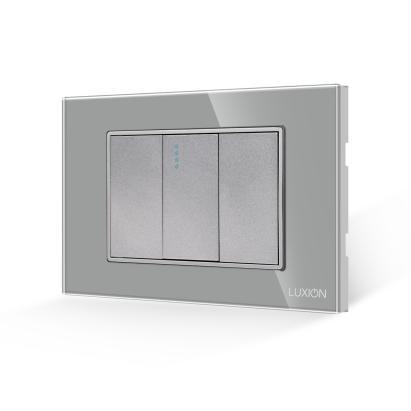 Intrerupator Simplu Mecanic 1M si 2 Taste False LUXION cu Rama din Sticla, Standard Italian, 3M SmartElectro IntelligentHouse