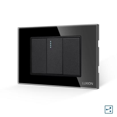 Intrerupator Simplu Cap Scara Mecanic 1M si 2 Taste False LUXION cu Rama din Sticla, Standard Italian, 3M SmartElectro IntelligentHouse