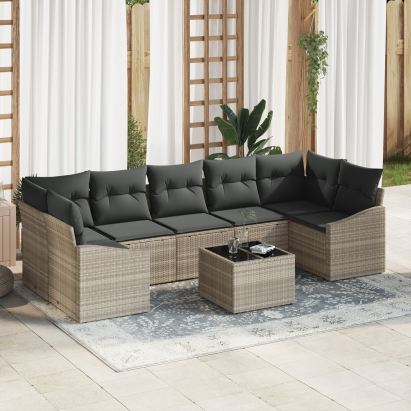 Set de Sofa de Grădină cu Perne Gri Deschis Poliratan GartenMobel Dekor