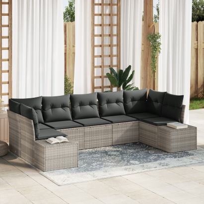 Set de canapea de grădină cu perne Gri deschis din Ratan polimeric GartenMobel Dekor