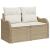 Set de sofa pentru grădină  cu 5 piese și perne Bej din ratan poli, Sofă de grădină  cu 2 locuri și compartiment de depozitare și perne Bej din ratan poli GartenMobel Dekor