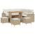 Set de canapele de grădină  9 piese cu perne Bej Poli Ratan Acacia, Set de dining de grădină  4 piese cu perne Bej Poli Ratan Acacia GartenMobel Dekor