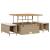 Set de Sofa Grădină 11 Piese cu Perne Bej din Ratan Polimeric Acacia,  Sofa Grădină 2 Locuri cu Perne Bej din Ratan Polimeric,  Set Dining Grădină 3 Piese cu Perne Bej din Ratan Polimeric Acacia GartenMobel Dekor