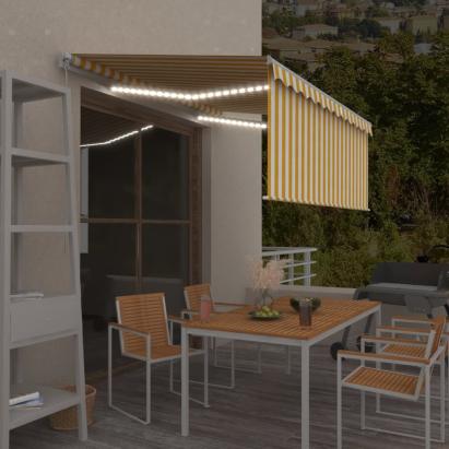 Copertină retractabilă manual cu stor&LED galben & alb 3x2,5 m   GartenMobel Dekor