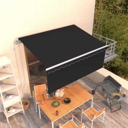Copertină retractabilă automat cu stor, antracit, 3x2,5 m GartenMobel Dekor