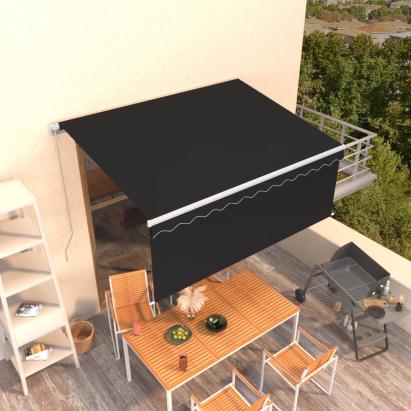Copertină retractabilă manual cu stor, antracit, 3,5x2,5 m   GartenMobel Dekor